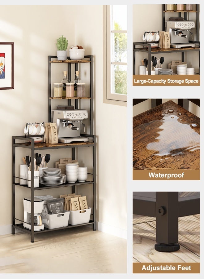 Forthcan Corner Storage Shelf, 4-Tier Metal & Wood Corner Rack, Space-Saving Display Stand for Bedroom, Living Room, Kitchen, Home Office - Image 4